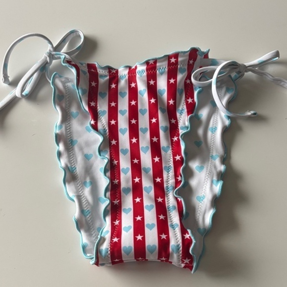 wild fable Red and White Striped Heart-Print Bikini Bottom